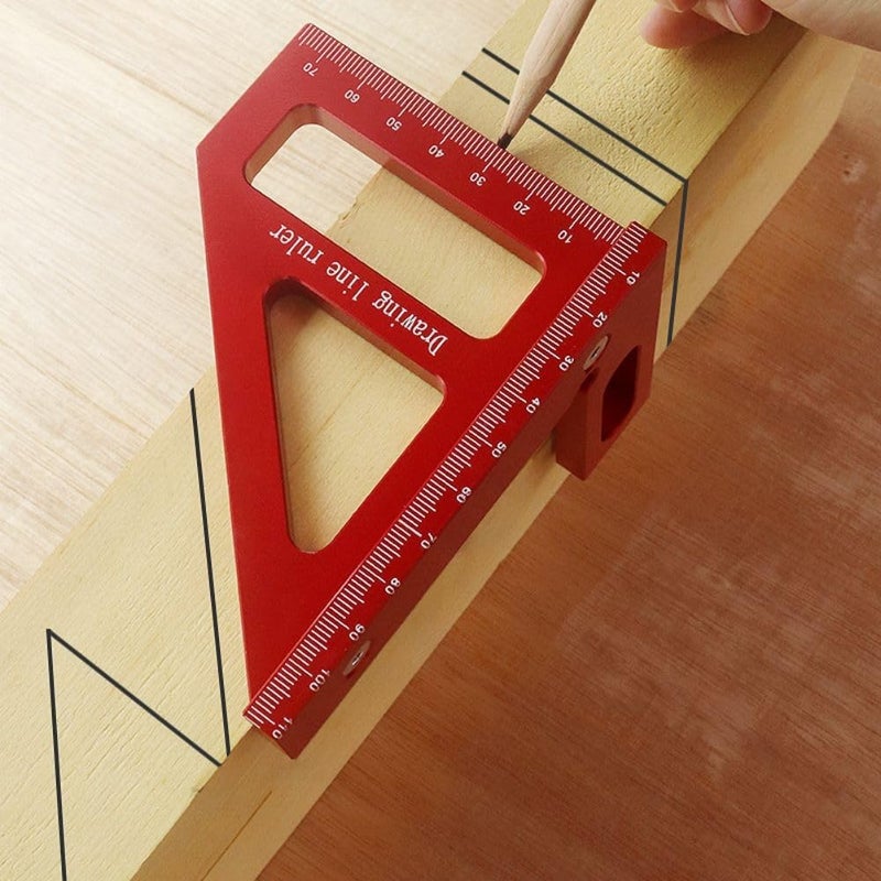 KETIPED 3D Multi-Angle Measuring Ruler,45/90 Degree Aluminum Alloy Woodworking Square Protractor,Drawing Line Ruler, Miter Triangle Ruler High Precision Layout Measuring Tool for Engineer Carpenter,R - Image 3